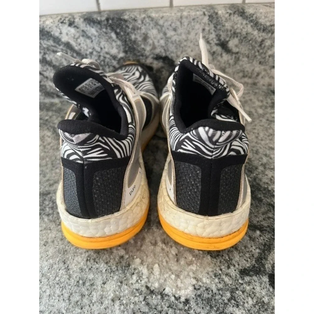 adidas PureBoost X Running Shoes Womens 8 Zebra Print‎ Black Yellow Good BB4969